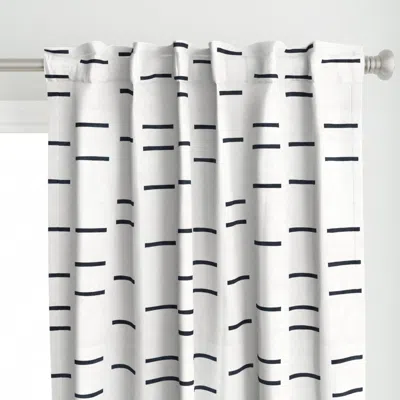 Spoonflower Denim Line White Mudcloth Curtain Panel