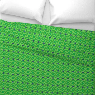 Spoonflower Diamonds And Squares Green Wide Cotton Sateen 3.5 oz 26" X 20" Standard Knife Edge