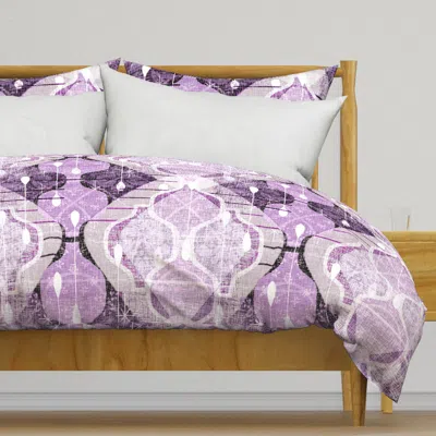 Spoonflower Distressed Atomic Ogee Purple Duvet Cover