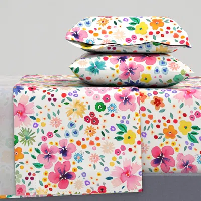 Spoonflower Ditsy Floral Confetti Garden Baby Girl Nursery Multicolored White Large Full Sheet Set