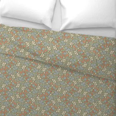 Spoonflower Ditsy Floral - Sage Blue Wide Cotton Sateen 3.5 oz 26" X 20" Standard Knife Edge