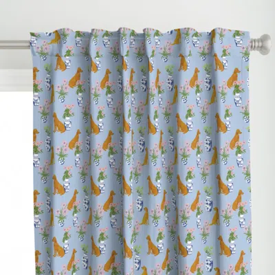 Spoonflower Dog And Flowers Vases Curtain Panel