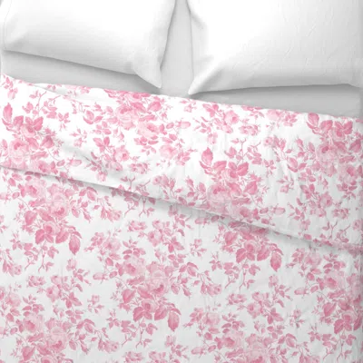 Spoonflower Dolly Rose Rose De Pompadour And White Wide Cotton Sateen 3.5 oz 26" X 20" Standard Knife Edge