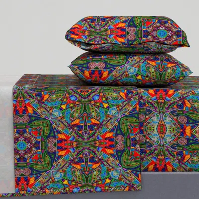 Spoonflower Doodle Geo - Tropical Colours King Sheet Set