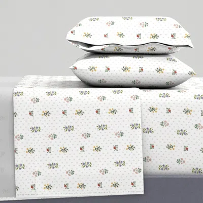 Spoonflower Dot Calico In White Full Sheet Set
