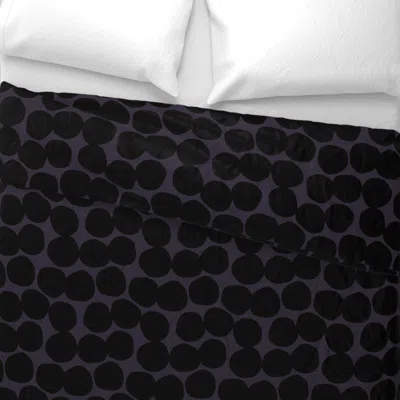 Spoonflower Dots Lg Blk Eggplant Wide Cotton Sateen 3.5 oz 26" X 20" Standard Knife Edge