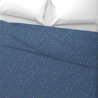 Spoonflower Dots On Blue Wide Cotton Sateen 3.5 oz 26" X 20" Standard Knife Edge