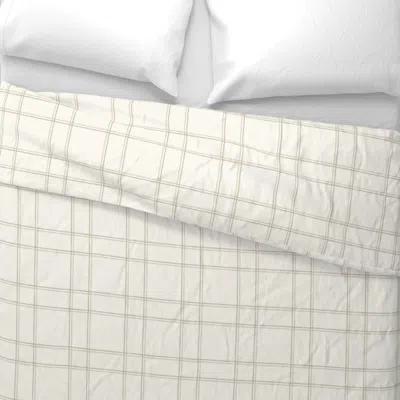 Spoonflower Double Windowpane Plaid Tans On Cream Wide Cotton Sateen 3.5 oz 26" X 20" Standard Knife Edge