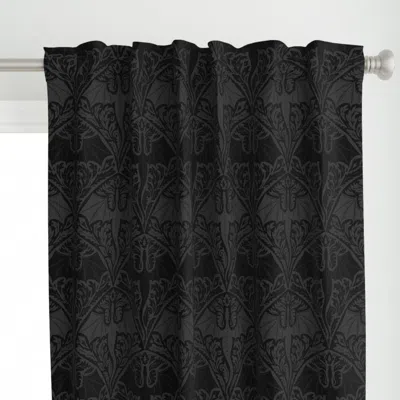 Spoonflower Dragon Damask - Black And Curtain Panel