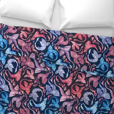 Spoonflower Dragon Fire Dark Red & Blue Wide Cotton Sateen 3.5 oz 26" X 20" Standard Knife Edge