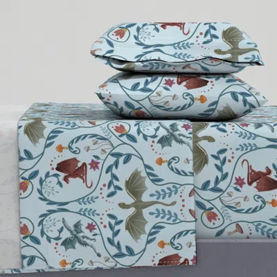 Spoonflower Dragon Tales Cottage Core Cal King Sheet Set