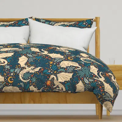 Spoonflower Dragons Botanical Multi Color Duvet Cover
