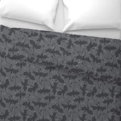 Spoonflower Dragons Starry Night Sky Gray Wide Cotton Sateen 3.5 oz 26" X 20" Standard Knife Edge