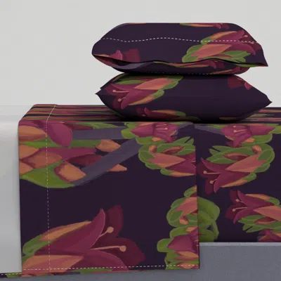 Spoonflower Dramatic Botanical Stilllife On Dark Purple (large) Cal King Sheet Set