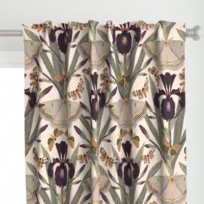 Spoonflower Dreamy Dutch Iris & Moths Curtain Panel In Multi