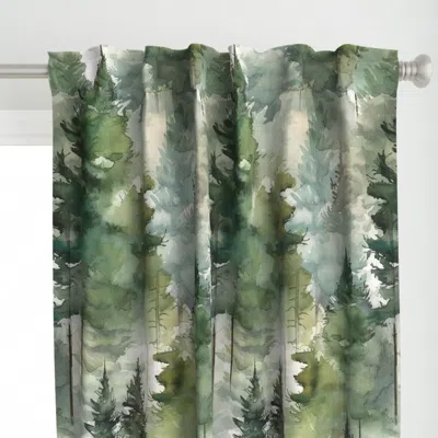 Spoonflower Dreamy Watercolor Curtain Panel In Green