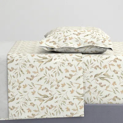 Spoonflower Dry Flowers - Boho Pattern Design Twin Sheet Set