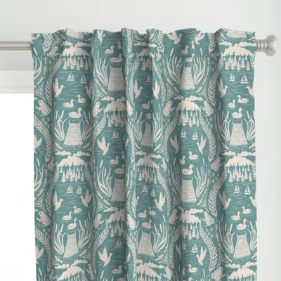 Spoonflower Ducks And Frogs At The Curtain Panel