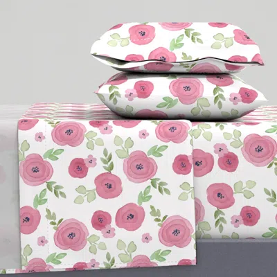 Spoonflower Dusty Rose Watercolor Pattern Cal King Sheet Set