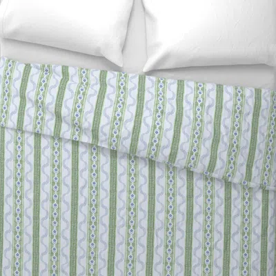 Spoonflower East Fork Ribbon Bluebell And Green Wide Cotton Sateen 3.5 oz 30" X 24" Standard Flanged