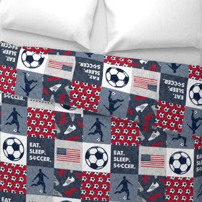 Spoonflower Eat. Sleep. Soccer Mens/ Boys Soccer In Red White And Blue Usa Euro Pillow Sham