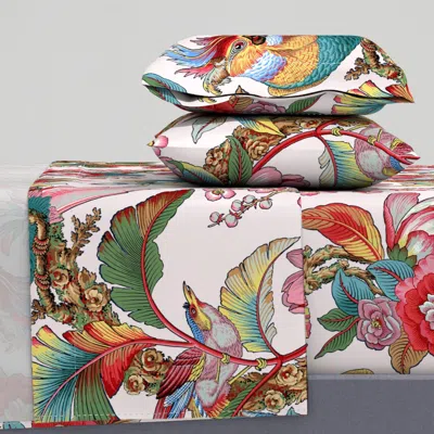Spoonflower Edwardian Parrot Revoir Queen Sheet Set
