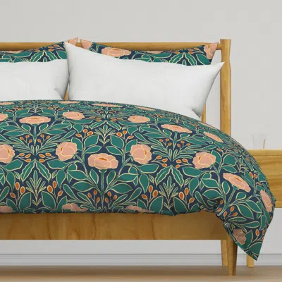Spoonflower Eleanor - Art Deco Floral Duvet Cover