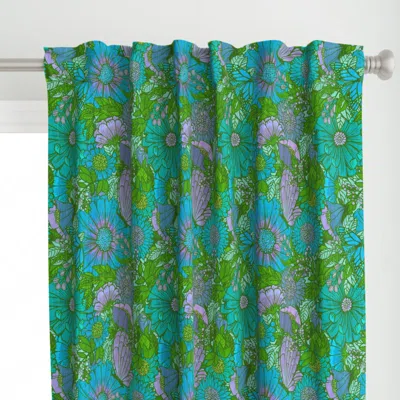 Spoonflower Electric 70s Mid Mod Mums Curtain Panel