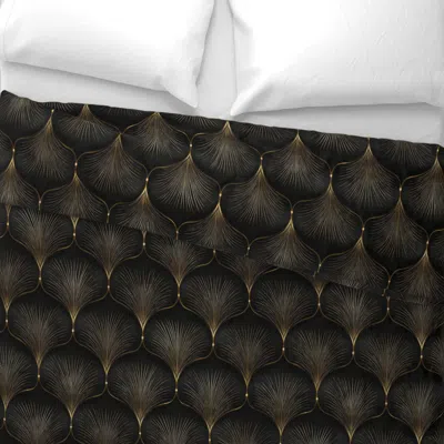 Spoonflower Elegant Art Deco Fan Pattern With Metallic Gold Lines On Black King Pillow Sham