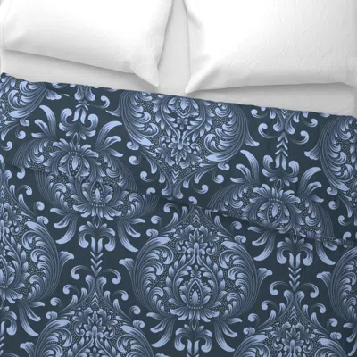 Spoonflower Elegant Damask In Shades Of Blue Wide Cotton Sateen 3.5 oz 26" X 20" Standard Knife Edge