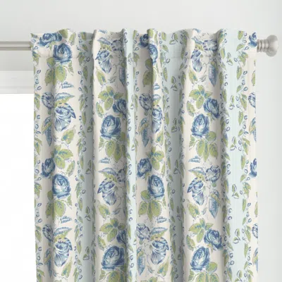 Spoonflower Elinor Rose Blue Large Curtain Panel