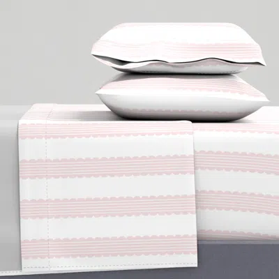 Spoonflower Ella Stripe Ballet Slipper On White Full Sheet Set