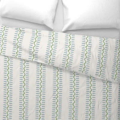 Spoonflower Elliott Blue Green Wavy Stripe Wide Cotton Sateen 3.5 oz 26" X 20" Standard Knife Edge