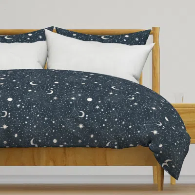 Spoonflower Embroidered Denim Stitched Duvet Cover