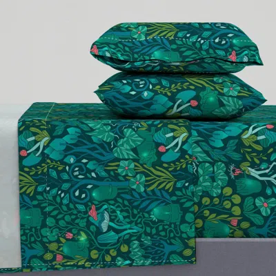 Spoonflower Emerald Forest Keepers. Fairy Woodland Creatures Cal King Sheet Set