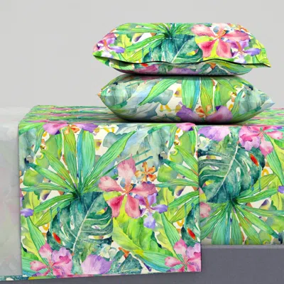 Spoonflower Emerald Tropic Forest King Sheet Set