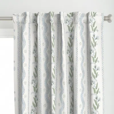 Spoonflower Emma Stripe Quiet Blue Curtain Panel