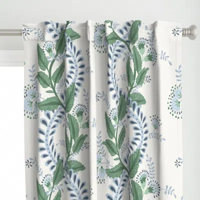 Spoonflower Emmy In Indigo Blue And Curtain Panel