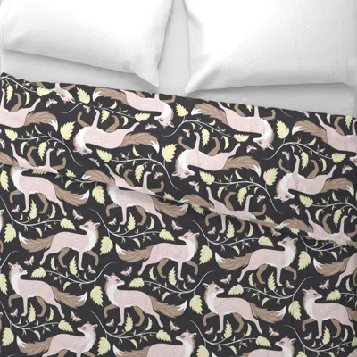 Spoonflower Enchanted Forest 2 (forest Fox) (small) Wide Cotton Sateen 3.5 oz 26" X 20" Standard Knife Edge