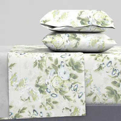 Spoonflower English Chintz Belle Sage Green King Sheet Set