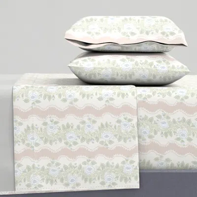 Spoonflower Etta Floral Stripe Ash Rose Cal King Sheet Set
