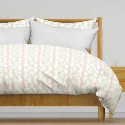 Spoonflower Etta Floral Stripe Ash Rose Duvet Cover