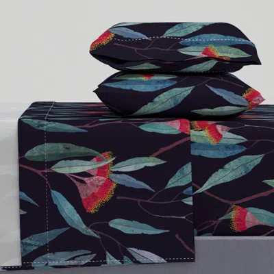 Spoonflower Eucalyptus Leaves And Flowers King Sheet Set