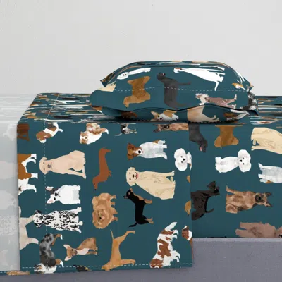 Spoonflower Extra Large Dogs Dark Navy Blue Dog Lots Of Breeds Cute Dogs Best Dog Best Twin Xl Sheet