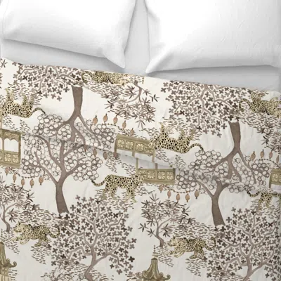 Spoonflower Extra Large Party Leopards Lanterns In Forest Golden Browns Cream King Pillow Sham