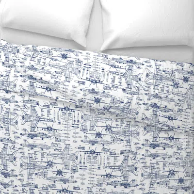 Spoonflower F-18 Blueprints In Blue // Large Wide Cotton Sateen 3.5 oz 26" X 20" Standard Knife Edge