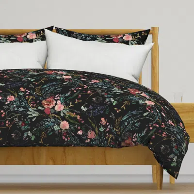 Spoonflower Fable Floral (black) Jumbo Duvet Cover