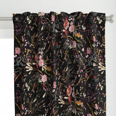 Spoonflower Fall Fable Floral (black) Curtain Panel
