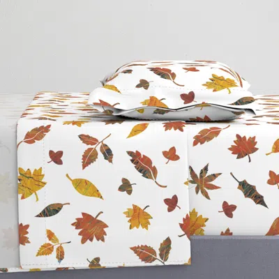 Spoonflower Falling Autumn Leaves Rust Gold Ochre Twin Sheet Set