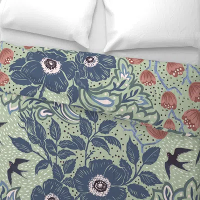 Spoonflower Fanciful Floral Wide Cotton Sateen 3.5 oz 26" X 20" Standard Knife Edge